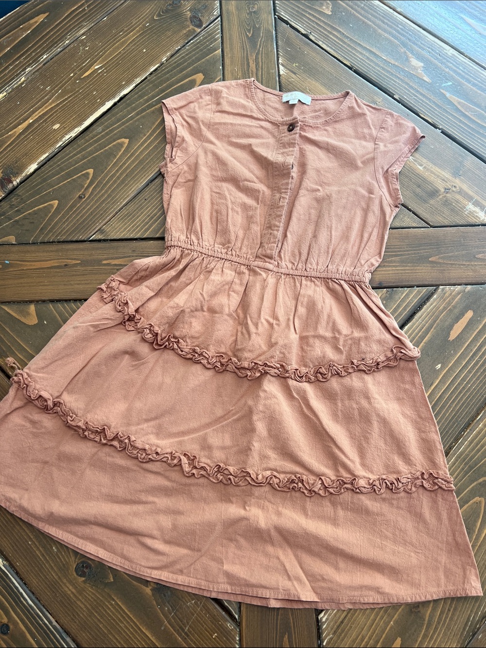 Chelsea & Violet Dusty Rose Tiered Ruffle Cotton Dress